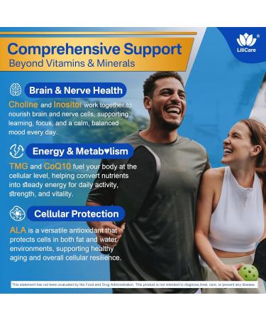 Methylated Multivitamin for Men & Women Gummies + Greens & Mushroom Blend Methylfolate & B12 TMG Choline Daily Vitamin A C D3K2 E B Complex Coq10 ALA for Overall Wellness Sugar Free 60 Cts 60 Count (Pack of 1) - Buy Online on GoSupps.com