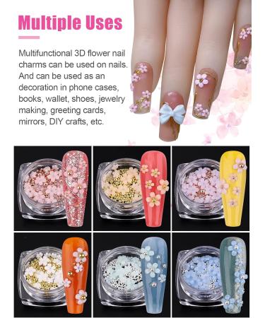 Kalolary 3D Colorful Flower Nail Charms & Silver Pearl Caviar Beads - Nail Art Decorations for Women and Girls (6 Boxes) - Buy Online on GoSupps.com