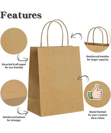 Bolthy Brown Kraft Paper Bags 50Pcs 8.26 x 4.33 x 10.62 inches Bolthy Paper Bags with Handles Gift Bags Shopping Bags for Wedding Retail Birthdays Party Favor - Buy Online on GoSupps.com