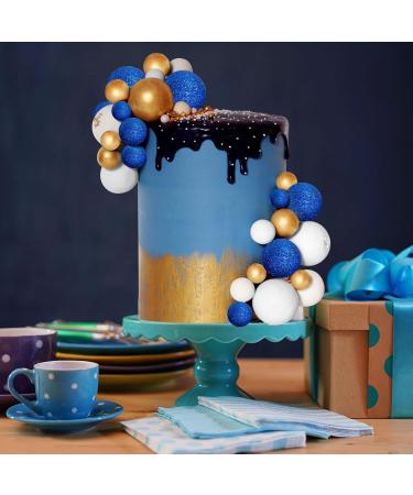 32 PCS Ball Cake Picks Colorful Ball Shaped Cake Topper Pearl Balls Cupcake Cake Insert Topper for Birthday Party Wedding Decoration Supplies Glitter Blue Gold White - Buy Online on GoSupps.com