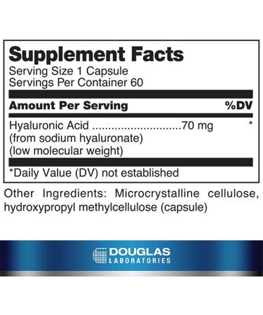 Douglas Laboratories Hyaluronic Acid - 70mg for Joint and Skin Health - 60 Capsules - Buy Online on GoSupps.com