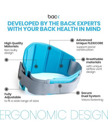 BACK Lower Back Brace - Unisex Adjustable Lumbar Support Belt for Pain Relief | London Spine Clinic Approved (S-M - Buy Online on GoSupps.com