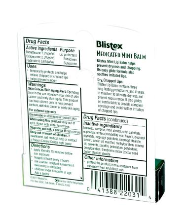 Blistex Medicated Lip Balm Mint SPF 15 - 0.15 oz | International Shipping & Clearance Sale - Buy Online on GoSupps.com