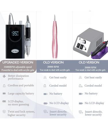 Delanie 35000 RPM Electric Nail Drill: Rechargeable Portable E File Kit for Acrylic and Gel Nails | 6 Drill Bits | UK Plug (Black) - Buy Online on GoSupps.com