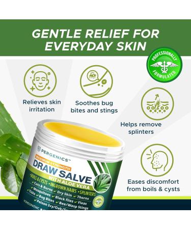 Pergenics Drawing Salve Ointment with Natural Aloe Vera Fast Acting for ingrown Hair Boil & Cyst Splinter Remover Bug and Spider Bites bee Sting Mosquito bite Itch Poison Ivy 1 oz - Buy Online on GoSupps.com