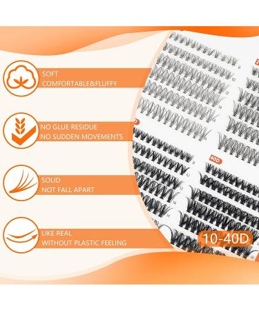 Lash Clusters Individual Lashes 288 Clusters False Eyelash Extensions for DIY Home Application | 10-40D Curl-D | Mix8-16mm - Buy Online on GoSupps.com
