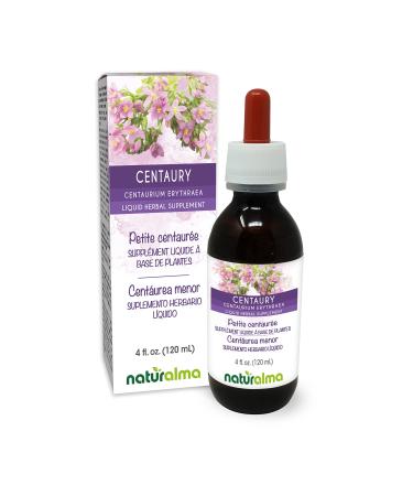 Naturalma Common Centaury or European Centaury (Centaurium erythraea) herb with Flowers Alcohol-Free Tincture - 4 fl oz Liquid Extract in Drops - Herbal Supplement - Vegan Alcohol-free 4 Fl Oz (Pack of 1)