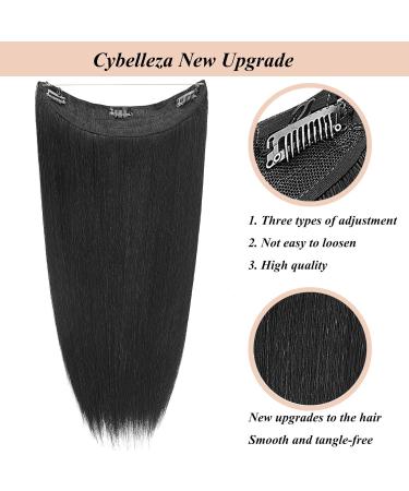 Cybelleza 20inch Long Straight Hair Extension Invisible Secret Wire Crown Hair Extensions Clip in One Piece Natural Synthetic Hairpiece for Women (Black) 20" - Straight Black - Buy Online on GoSupps.com