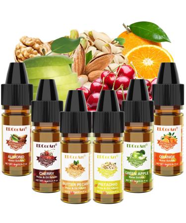 Food Flavoring Oil - Concentrated Candy Flavors 6 Liquid Lip Gloss Flavoring Oil Almond Butter Pecan Pistachio Flavor Oil for Baking Cooking Slime Making Drinks Water & Oil Soluble - 0.25 Fl Oz