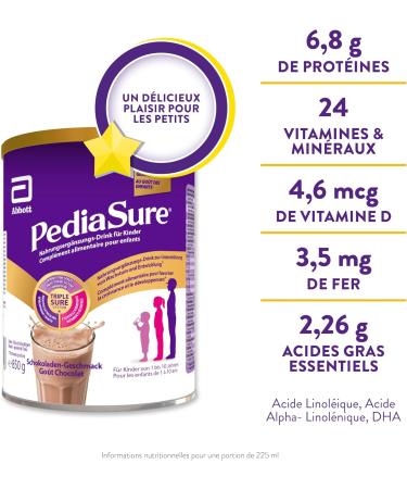 PediaSure Chocolate Shake - Children's Food Supplement - Shake with Multivitamins and Minerals Proteins and Omega 3 & 6 - From 1 Year - 1 x 850 g - Buy Online on GoSupps.com