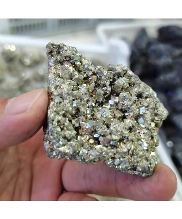Reiki Crystal 1pcs Natural Pyrite Ore Copper Pyrite Specimen Chalcopyrite Crystal Rock Stones Cluster Collection Stone Can be Used for Crystal Cluster (Size : 60-100g)