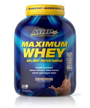 Maximum Human Performance Maximum Whey Protein 25g Fast Acting Delicious Tasting Protein Enhances Strength & Speeds Recovery Milk Chocolate 62 Servings 5 Pound Milk Chocolate 5.01 Pound (Pack of 1)