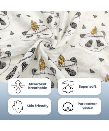 Miracle Baby Muslin Swaddle Blanket for Boys and Girls - Panda Design - 110x150cm - Buy Online on GoSupps.com