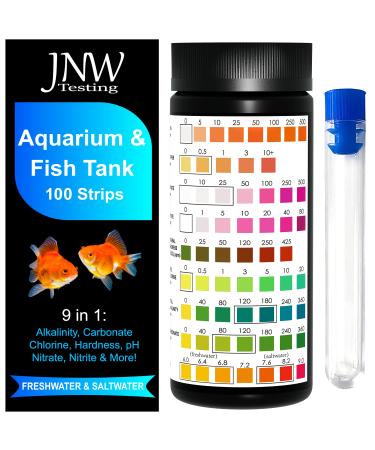 Aquarium Test Strips - 9-in-1 Aquarium Test Kit with eBook - Aquarium Water Test Kit with Quick and Accurate Fish Tank Test Strips - 100 Test Strips by JNW Direct