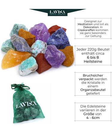Buy Lavisa Premium Healing Stones & Gemstones Set - 100% Natural Chakra Crystals for Decoration & Water Treatment | Enhance Well-being with 7 Chakra Minerals - Buy Online on GoSupps.com