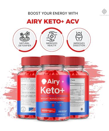 Airy Keto Gummies | Advanced 1000mg Apple Cider Vinegar Multivitamin Supplement | Maximum Strength B6 B12 Folic Acid | 60 Gummies for Effective Weight Support - Buy Online on GoSupps.com