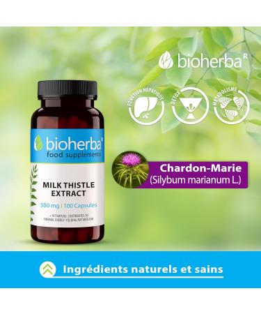 Milk Thistle 380 mg - 100 Capsules - Powerful Liver Detox Liver Detox and Antioxidant Support BIOHERBA - Buy Online on GoSupps.com