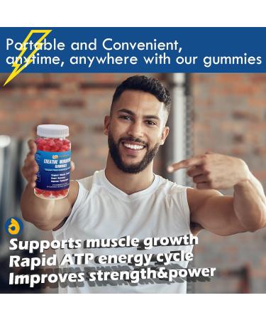 Buy Creatine Monohydrate Gummies 5g - 7100mg BCAA & Alpha GPC Strawberry Flavor 180 Count - Muscle Growth Chews for Men & Women - Pack of 2 - Buy Online on GoSupps.com