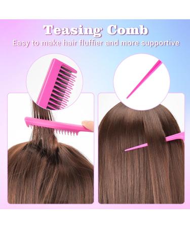 8PCS Hair Brush Comb Set - Pink Hair Brushes for Women, Kids, and Babies - Buy Online on GoSupps.com