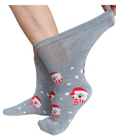SYOLLAVE Extra Wide Diabetic Socks for Men Women Bariatric Lymphedema Neuropathy Socks Non Binding Cast Sock Warm Sock One Size Gray-2pairs