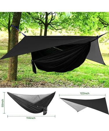 Camping Hammock with Rainfly Tarp & Mosquito Net - Portable Nylon Hammock Bundle for Outdoor & Indoor Use - Holds 772lbs - Buy Online on GoSupps.com