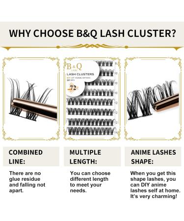 72pcs D Curl Individual Cluster Lashes | Natural Soft Fluffy DIY Lash Extensions | B&Q Cluster Lashes (D-12mm B46) - Buy Online on GoSupps.com