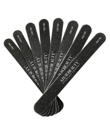 8 PCS Nail File Professional Double Sided 100/180 Grit Nail Files Emery Board Black Manicure Pedicure Tool and Nail Buffering Files by AZUREBEAUTY N-8 Pcs-nail File