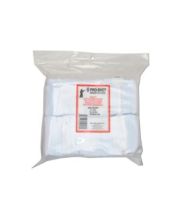 Pro Shot Gun Care Flannel Gun Cleaning 500 Count Patches (12-16- Gauge 3-Inch SQ.) White