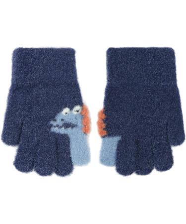 Baby Kids Cartoon Dinosaur Knitted Gloves Lovely Baby Toddler Thermal Knitting Wool Gloves Mittens for Children Girls Boys Age 2-6 Years Old(Dinosaur 2-6Y Royal Blue) - Buy Online on GoSupps.com