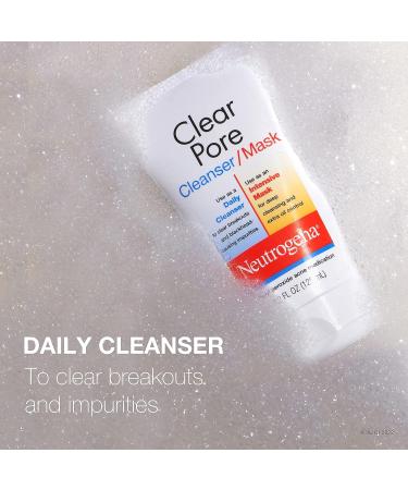 Neutrogena Clear Pore 2-in-1 Facial Cleanser & Mask with Benzoyl Peroxide - 4.2 fl. oz - Buy Online on GoSupps.com