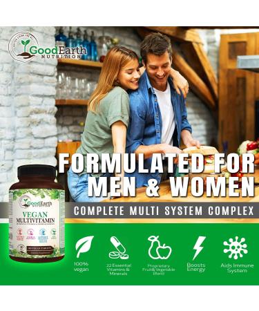 Vegan Multivitamins for Men & Women - Complete Daily Supplement with Vitamins A, B Complex, C, D3, Zinc, Magnesium, Spirulina, Antioxidants - Includes Proprietary Fruit & Vegetable Blend - Buy Online on GoSupps.com