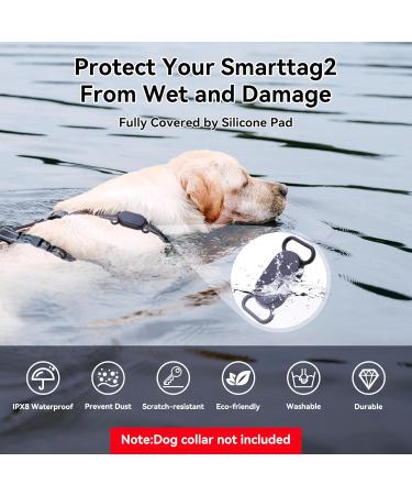 Dog Collar Holder for Galaxy SmartTag2 - Waterproof Silicone Protective Cover for Pets & Cats Anti-Loss & Scratch-Resistant (Black/Olive Green 2-Pack) - Buy Online on GoSupps.com