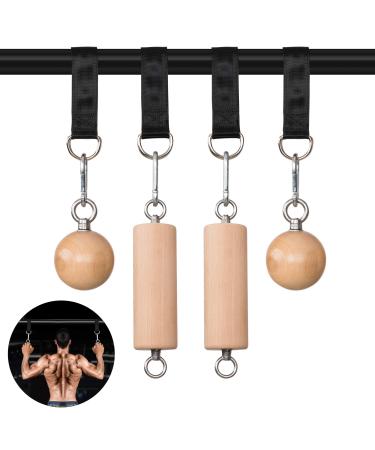 YCHLCHL Wooden Pull Up Grips and Balls, Atomic Rock Climbing Holds Training Set,Grip Strength Trainer,Ninja Warrior Obstacle Course Handles and Rope.Suit(L/XL Ball(L/XL) Suit L