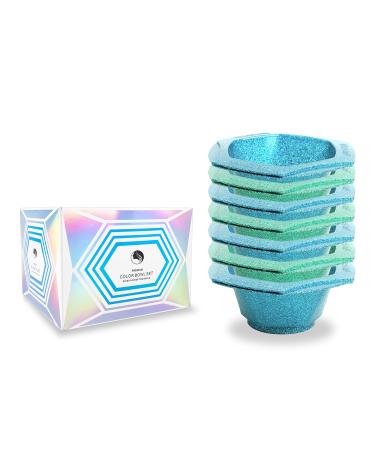Vellen Hair Professional Glam Color Bowls, Glitter Hair Dye Bowls with Non-Slip Rubber Bottom, Color Bowl Set can be snapped together  7 Pack (Mint/Blue)