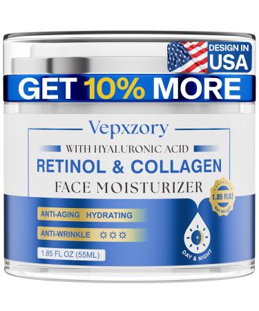 Vepxzory Face Moisturizer Retinol Cream For Face Anti Aging Face Cream Day-Night Neck Cream With Hyaluronic Acid Wrinkle Cream For Women