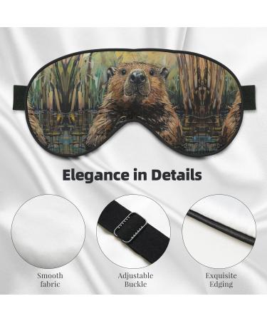 SSIMOO Beaver Print Double-Sided Eye Mask - Soft Light Blocking Sleep Mask for Enhanced Quality Sleep - Black - Buy Online on GoSupps.com