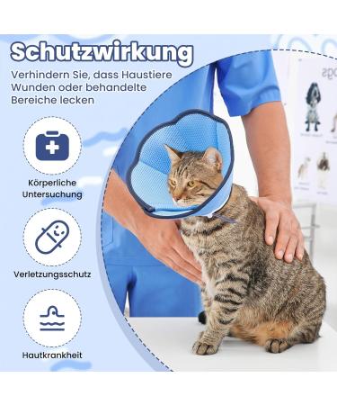 Xialvyu Foldable Protective Cat Collar - Adjustable Blue Restoration Neck Cone for Cats & Small Dogs Post-Surgery & Injury Care - Buy Online on GoSupps.com