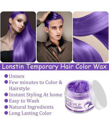 Lonstin Purple Temporary Hair Color Wax - Wash Out Dye for Men & Women | Perfect for Christmas Halloween & Role Playing - Buy Online on GoSupps.com