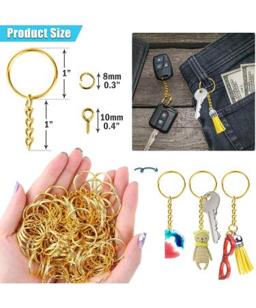 PAXCOO Keychain Rings for Crafts - 100Pcs Gold Split Key Rings, Jump Rings & Screw Eye Pins Kit for Resin Keychain Making - Buy Online on GoSupps.com