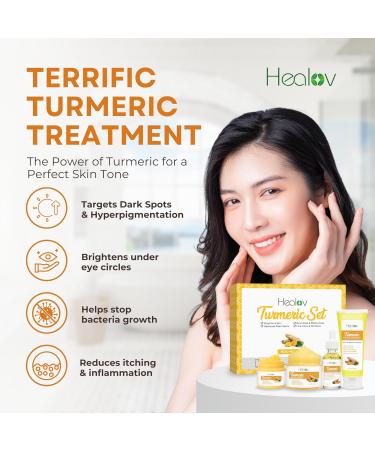 Turmeric Skincare Set | Brightening & Acne Solutions | Cleanser Body Scrub Face Cream & Serum - Buy Online on GoSupps.com