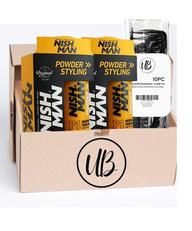 Volumizing Texture Powder Hair Styling Powder Hair Powder for Men Bundle with 2 pk Nishman Powder Hairstyling Wax P1 unibeauties Mens Hair Volumizing Comb Set