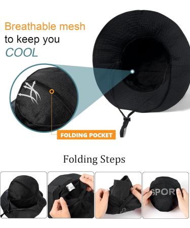 Waterproof UPF 50+ Packable Bucket Hat for Women Men - Black | Lightweight Sun Protection Boonie Cap for Hiking & Outdoor Activities - One Size - Buy Online on GoSupps.com