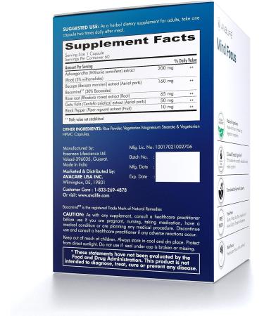 Avalife Mind Focus Brain Booster Capsules (60 Count) | Mental Clarity, Focus & Energy Supplement with Ashwagandha & Bacopa | Gluten-Free, Vegetarian, Non-GMO | 30-Day Supply - Buy Online on GoSupps.com