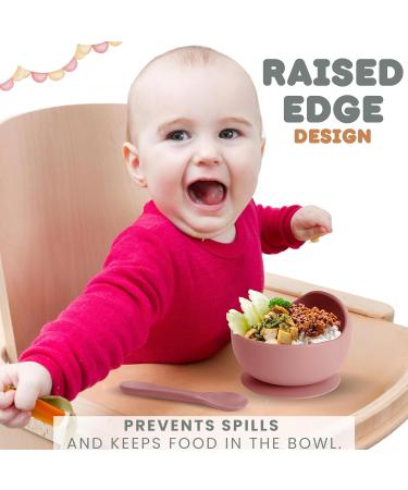 Xabono Baby Suction Plates & Bowls Set with Silicone Spoon - BPA Free, Easy to Clean, Dusty Rose Color - Buy Online on GoSupps.com