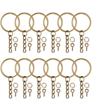 100Pcs Keychain Rings 1 Inch/25mm Antique Bronze Key Chain Rings with  100Pcs Jump Rings and 100Pcs Screw Eye Pins Bulk for Crafts