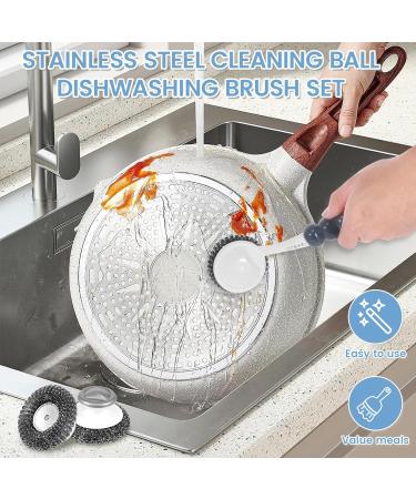 MABCIRY Stainless Steel Scrubber Multifunctional Steel Scouring Pads with Handle Rustproof Stainless Steel Sponges Portable Dish Scrubbers Reusable Utensil Scrubber for Home Kitchen Pot Pan(5pcs) - Buy Online on GoSupps.com