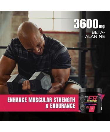 F9 Extreme Pre-Workout Energy Supplement - High Caffeine Beta Alanine Creatine Free - 30 Servings (Fruit Punch) | International Shipping Available - Buy Online on GoSupps.com