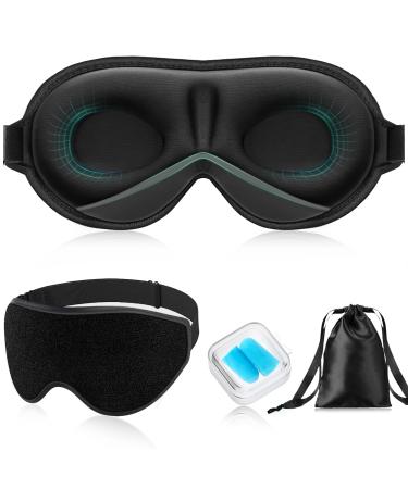 Sleep Mask for Men Women Boben Upgraded 3D Contoured Cup Eye mask Blindfold Eye mask with Adjustable Strap 100% Light Blocking Blindfold & Eye Cover for Sleeping Yoga Traveling (Black)