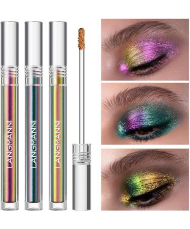 3 Chameleon Liquid Eyeshadow | Metallic Glitter Multichrome Eye Shadow for All Skin Tones for Metallic Matte Shimmer Naked Smokey Eye Looks Uwariloy - Buy Online on GoSupps.com