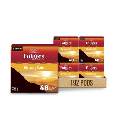Folgers Morning Cafe Light Roast Coffee Single-Serve K-Cup Pods For Keurig Coffee Makers 192 Count (4 Boxes) Morning Caf 48 count (Pack of 4)